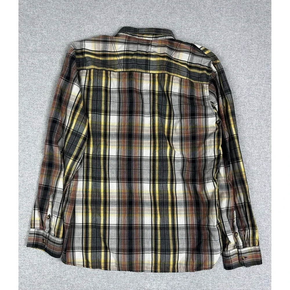 Levi's Shirt Mens XL Yellow Black Plaid Button Front Long Sleeve Western Casual‎